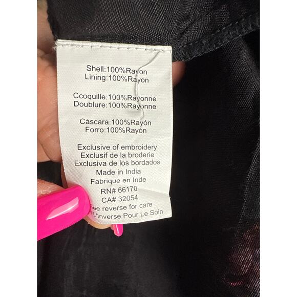 Tanvi Kedia Floral Sleeveless Embroidered‎ Multicolor Midi Dress Black Size 2 - Picture 13 of 13